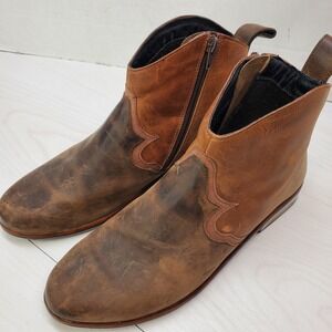 Naot Brown Leather Western Ankle Boots Distressed Wmn EU 41 US 10 Rustic Boho